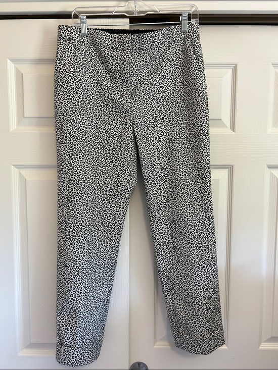 Ann Taylor Pants - Ann Taylor Black & White Leopard Straight Leg Cuffed Pants
